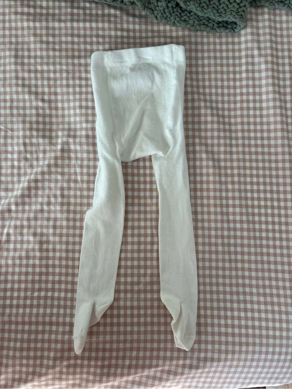 H&M white knit footed tights for toddler